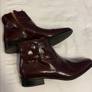 Shiny Maroon Booties